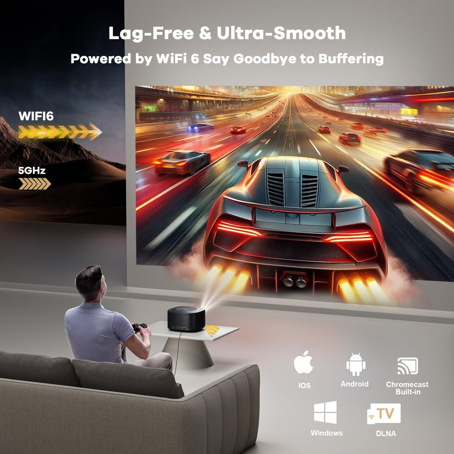ONOAYO ONO5Pro 2.0 Smart 4K Outdoor Projector with 60W Dolby Audio
