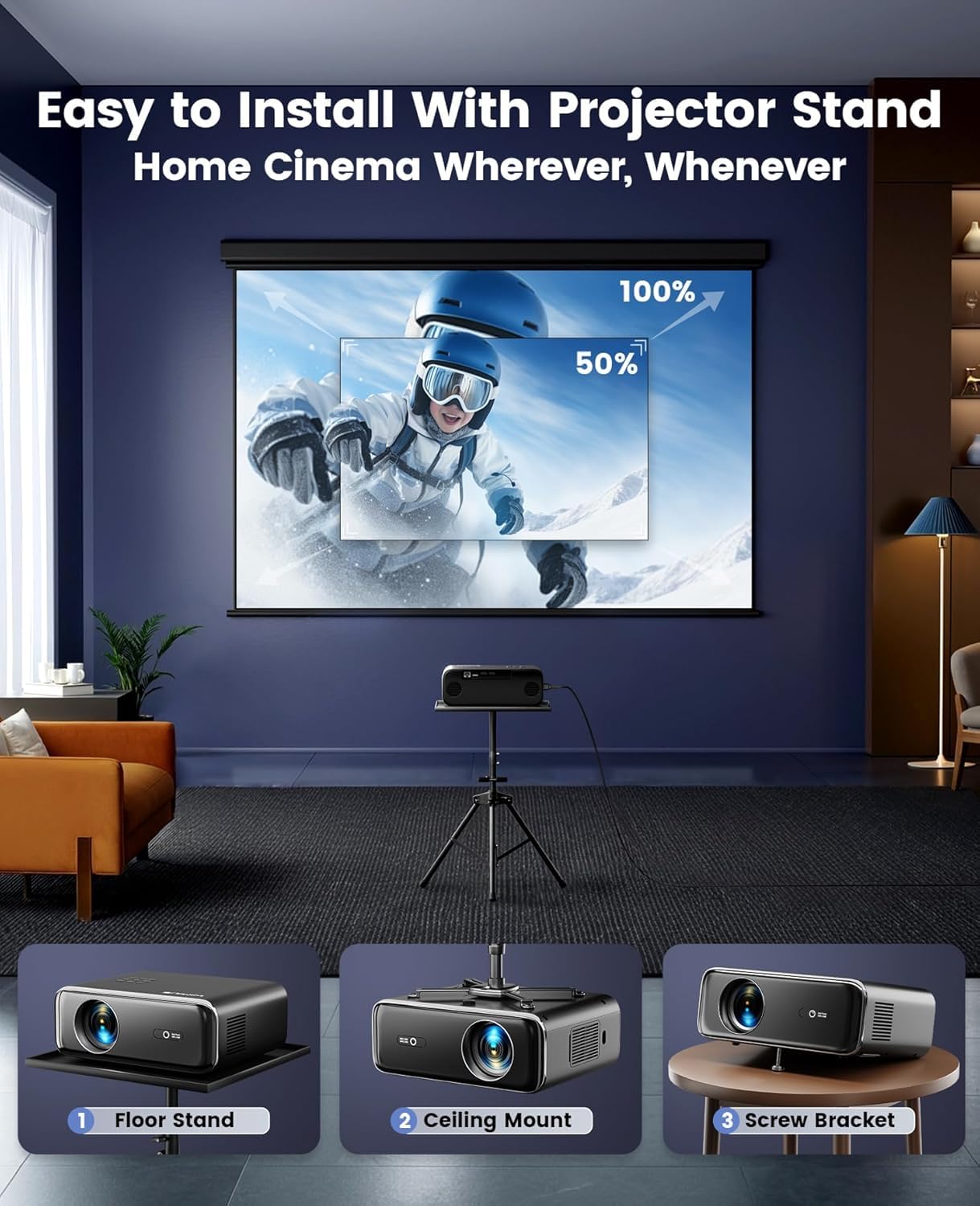 P62 Pro Smart Outdoor Projector with Built-in Apps & Auto Focus