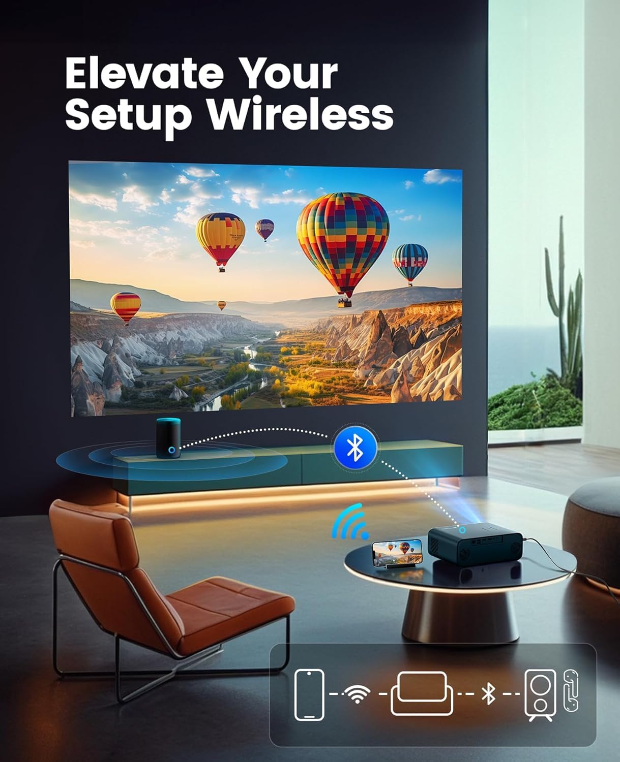 P62 Pro Smart Outdoor Projector with Built-in Apps & Auto Focus