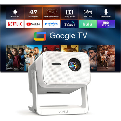 VOPLLS 3000 ANSI Smart 4K Projector with Official Google TV