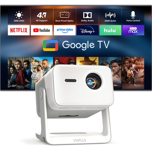 VOPLLS 3000 ANSI Smart 4K Projector with Official Google TV