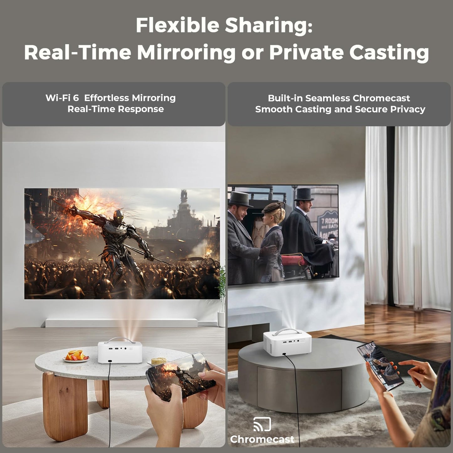Lisowod AI Movin 2.0 Smart 4K Projector with HDR10+ & 5000+ Apps