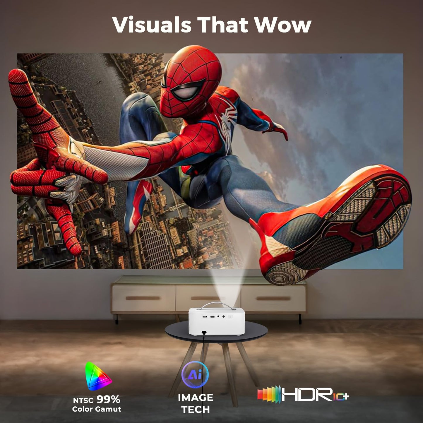Lisowod AI Movin 2.0 Smart 4K Projector with HDR10+ & 5000+ Apps