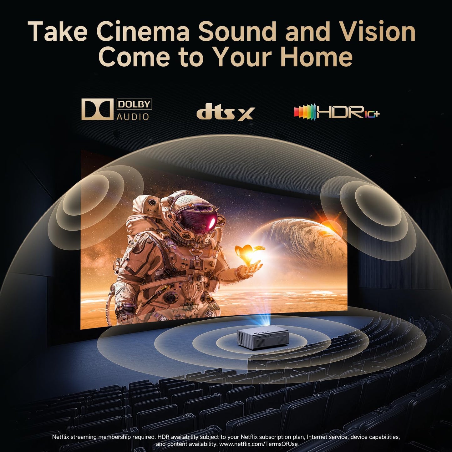 Kogata 4K Smart Projector with 1500 ANSI, WiFi 6 & Dolby Audio