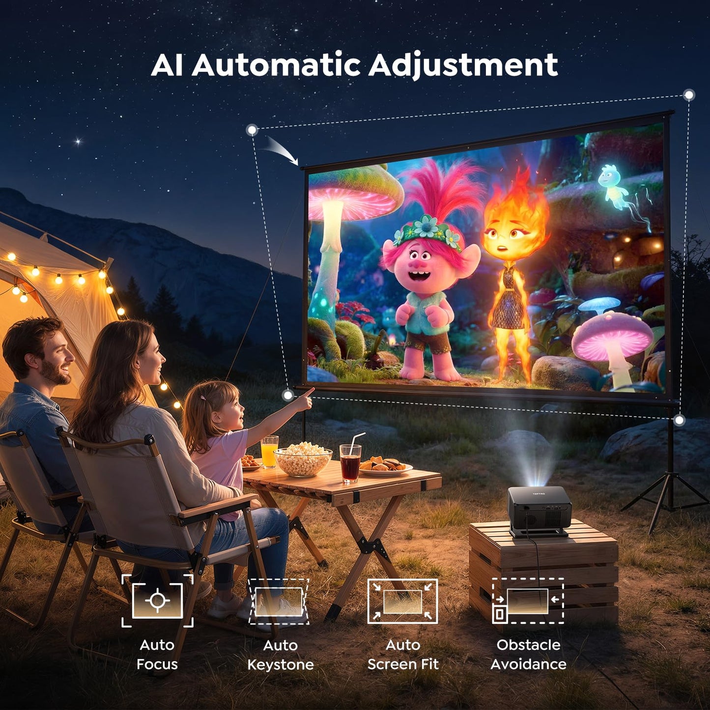 Portable Smart Mini Projector with Google TV Stick & 4K Support