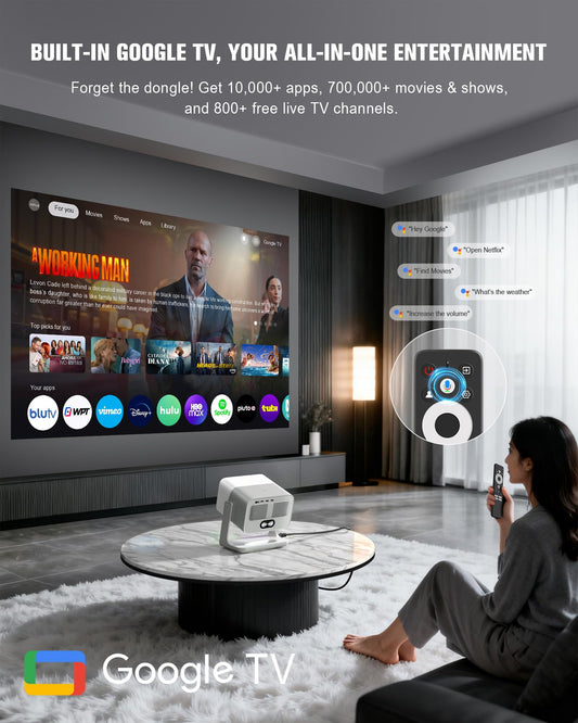 VOPLLS 3000 ANSI Smart 4K Projector with Official Google TV