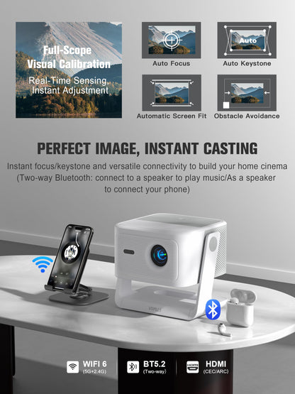 VOPLLS Smart 4K Outdoor Projector with Google TV & Auto Focus