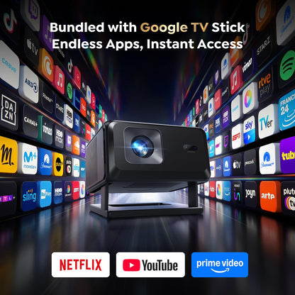Portable Smart Mini Projector with Google TV Stick & 4K Support